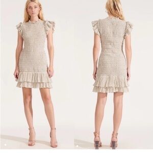 Veronica Beard Cream Ruffle Mini Dress